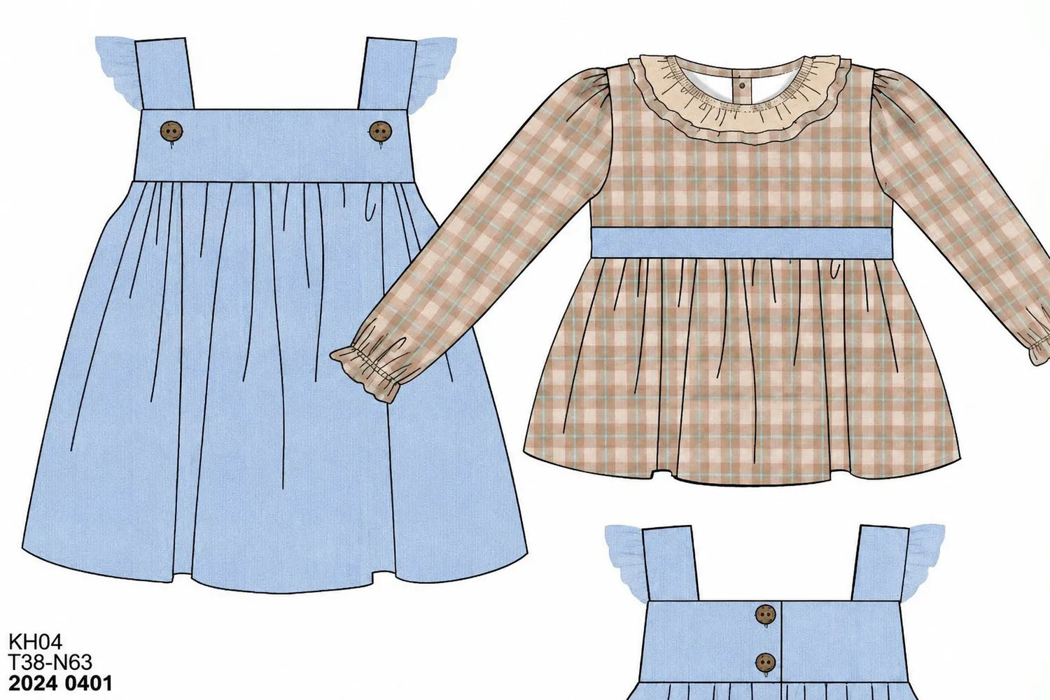 Busy Bee Smocks Will Anders Meisjesjurk Ribfluweel 2-delig