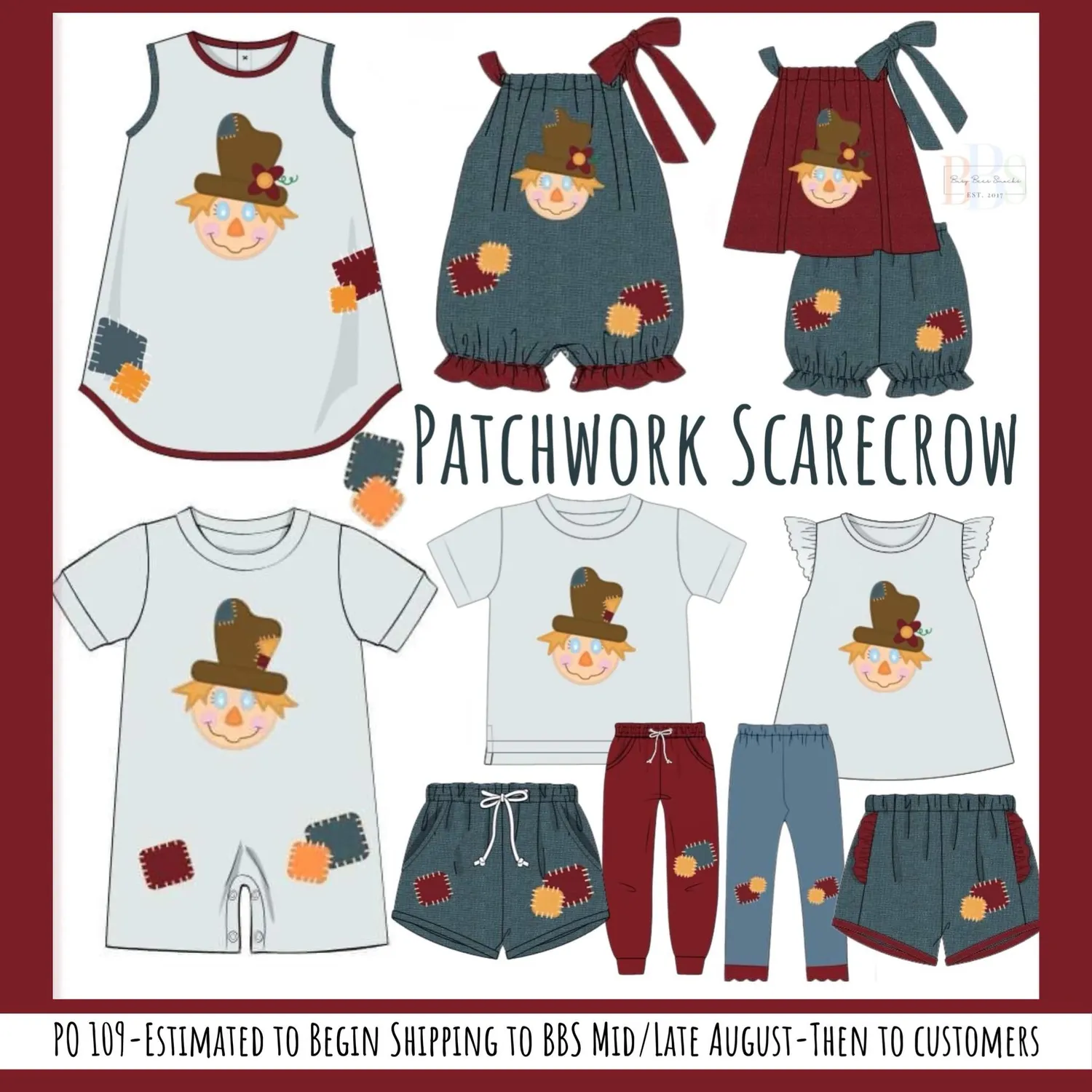 Busy Bee Smocks Patchwork Scarecrow shortje meisjes