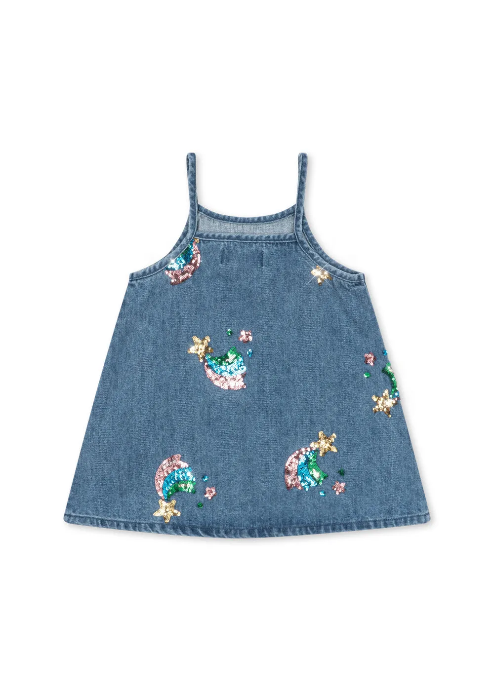 Konges Sløjd Magot Pailletten Bandjesjurk rainbow star denim