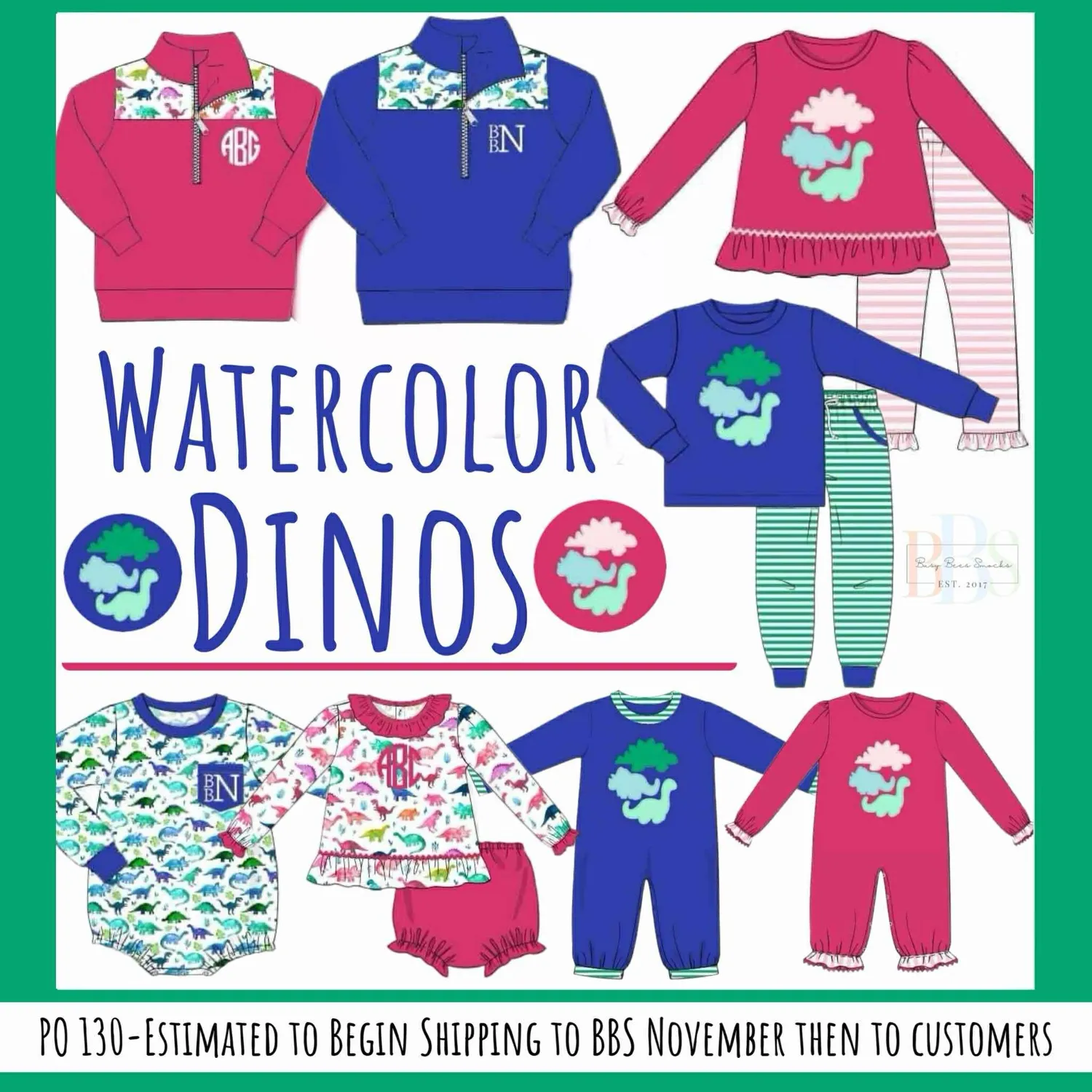 Busy Bee Smocks Watercolor Dinos trui 3M meisjes
