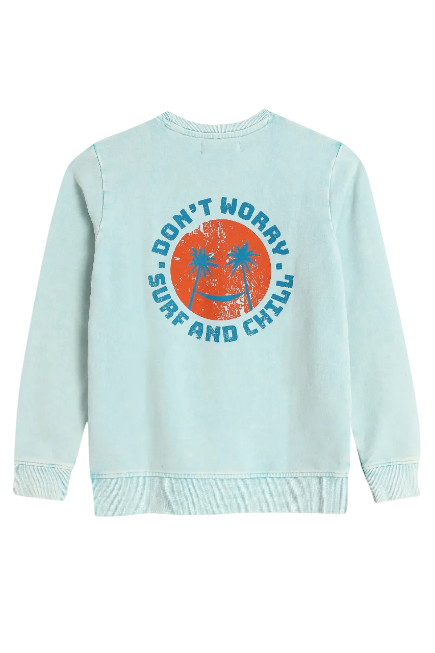 4President Olyn sweater light blue katoen acid wash
