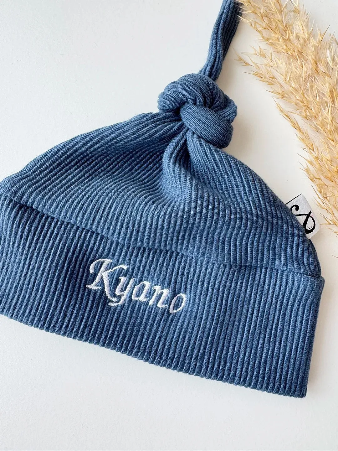 SODA FASHION Knoopmuts Rib Babymuts Blauw Zacht