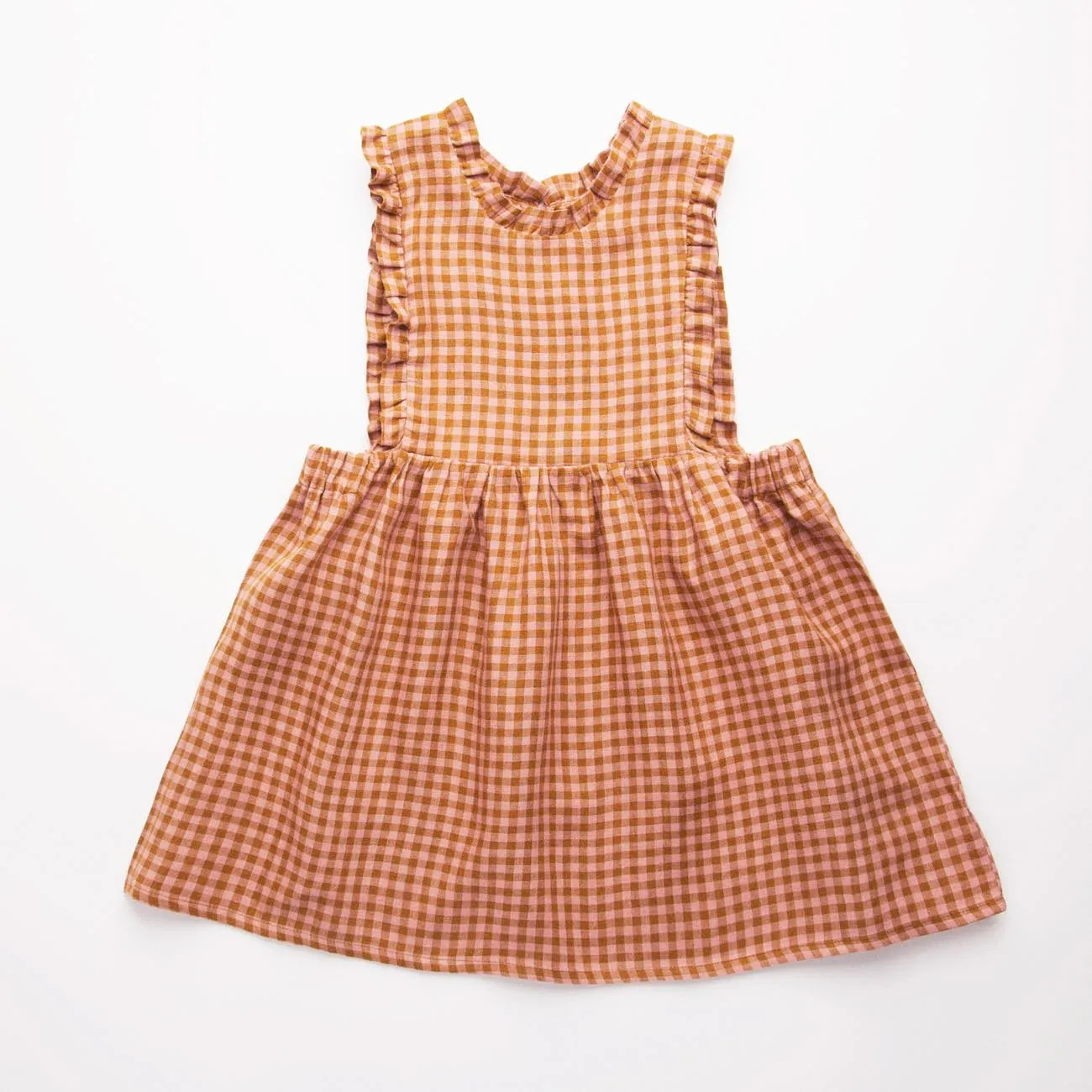 The Mompany Marlow Pinafore jurkje rose linnen ruit