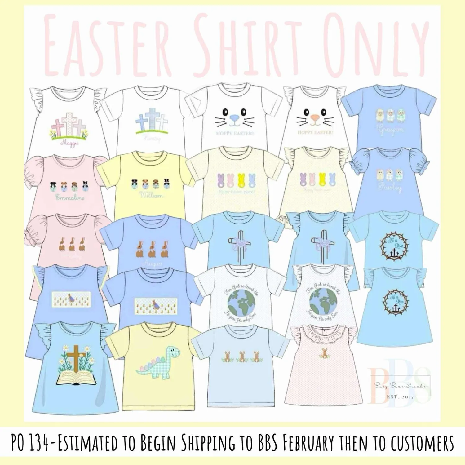 Busy Bee Smocks Peep shirt 12M jongens pasen