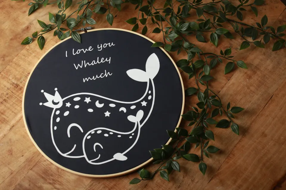 Een presentje Whaley much love wandcirkel 15 cm katoen