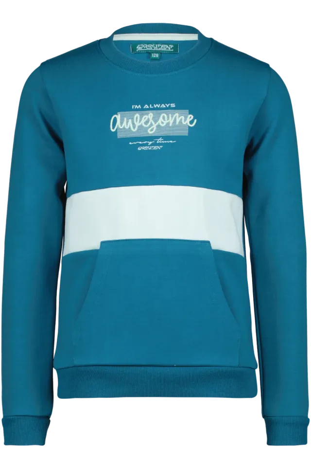 4PRESIDENT Idas Blue Coral sweater kangoeroezak jongens