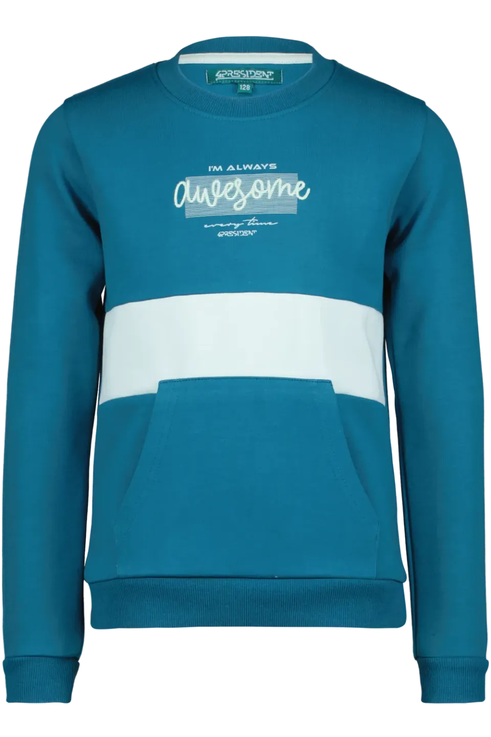 4PRESIDENT Idas Blue Coral sweater kangoeroezak jongens