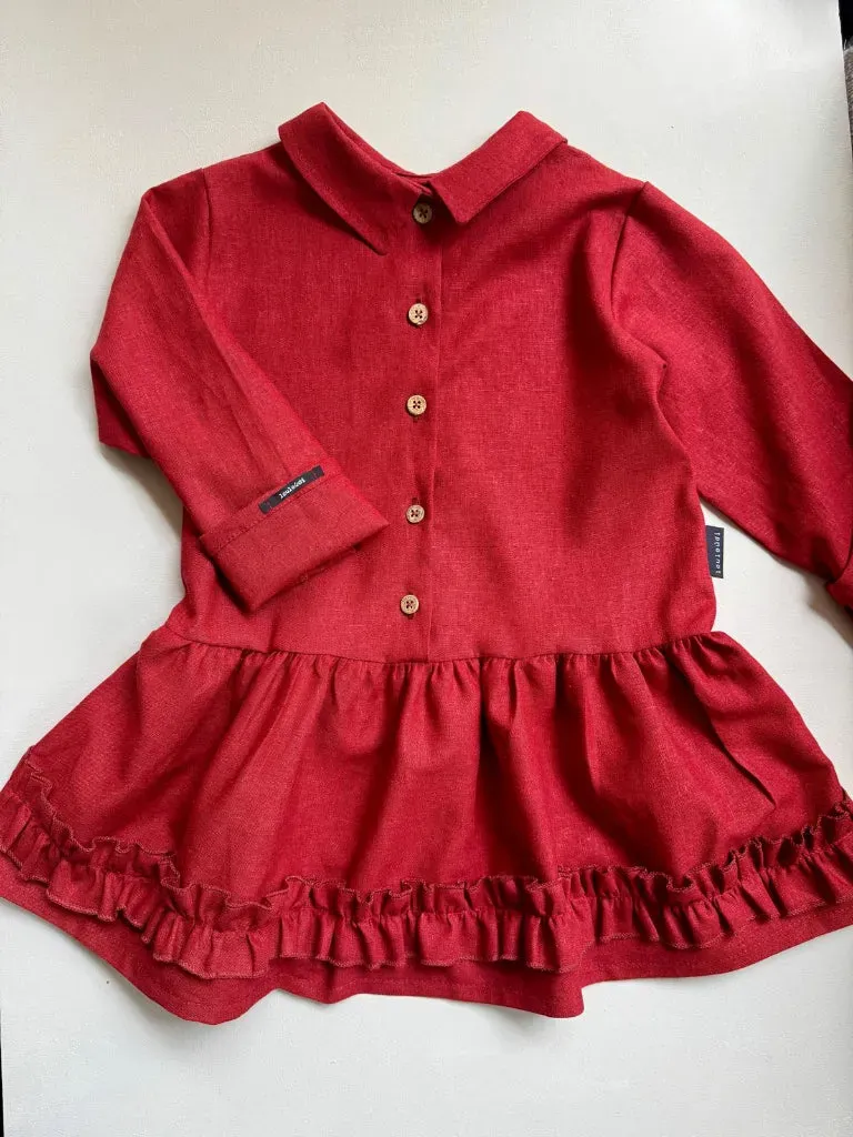 Louloúdi Izabella feestjurk linnen bordeaux maat 62/68
