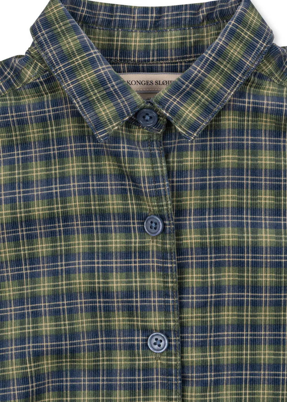 Konges Sløjd Cara overhemd laurel blue check ribfluweel
