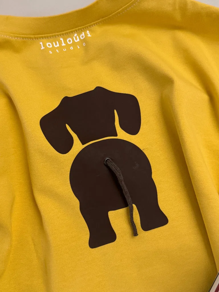 Louloúdi Dachs shirt teckelprint geel 0-3M