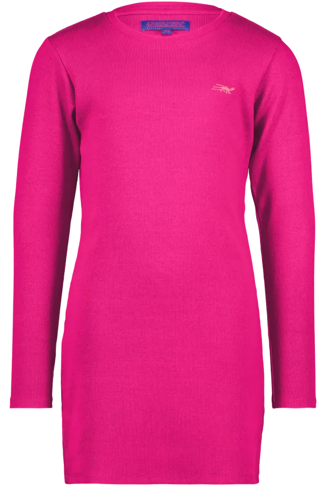 4President Marion jurk fuchsia red meisjes ribstof