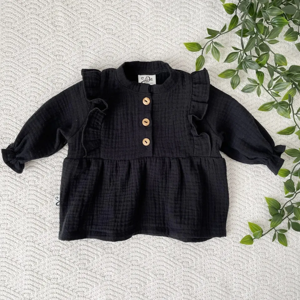 SODA FASHION Mousseline Blouse Zwart luchtig