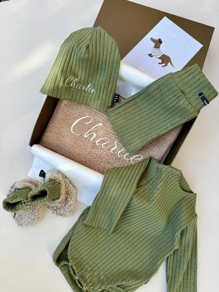 Louloúdi Giftbox romper kraamcadeau large beige 50/56