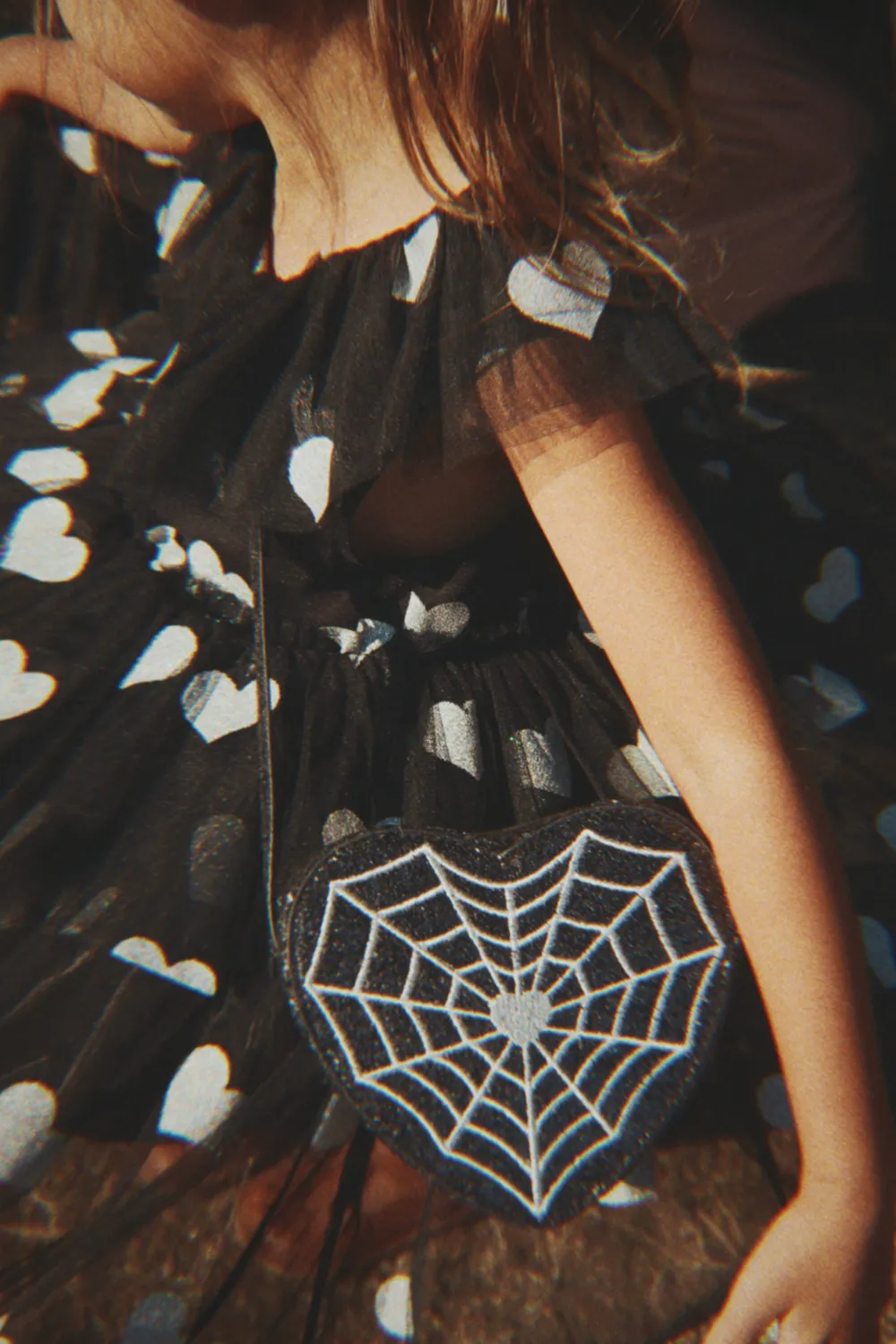 Konges Sløjd Tut schoudertas black spider web glitter