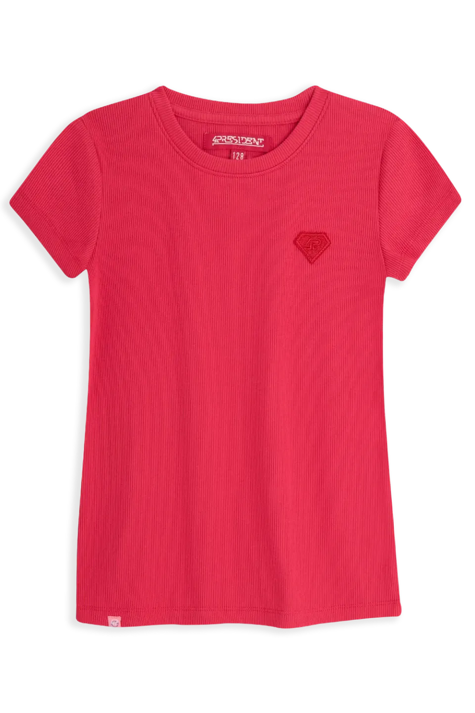 4President Netta T-shirt fuchsia meisjes ribstof