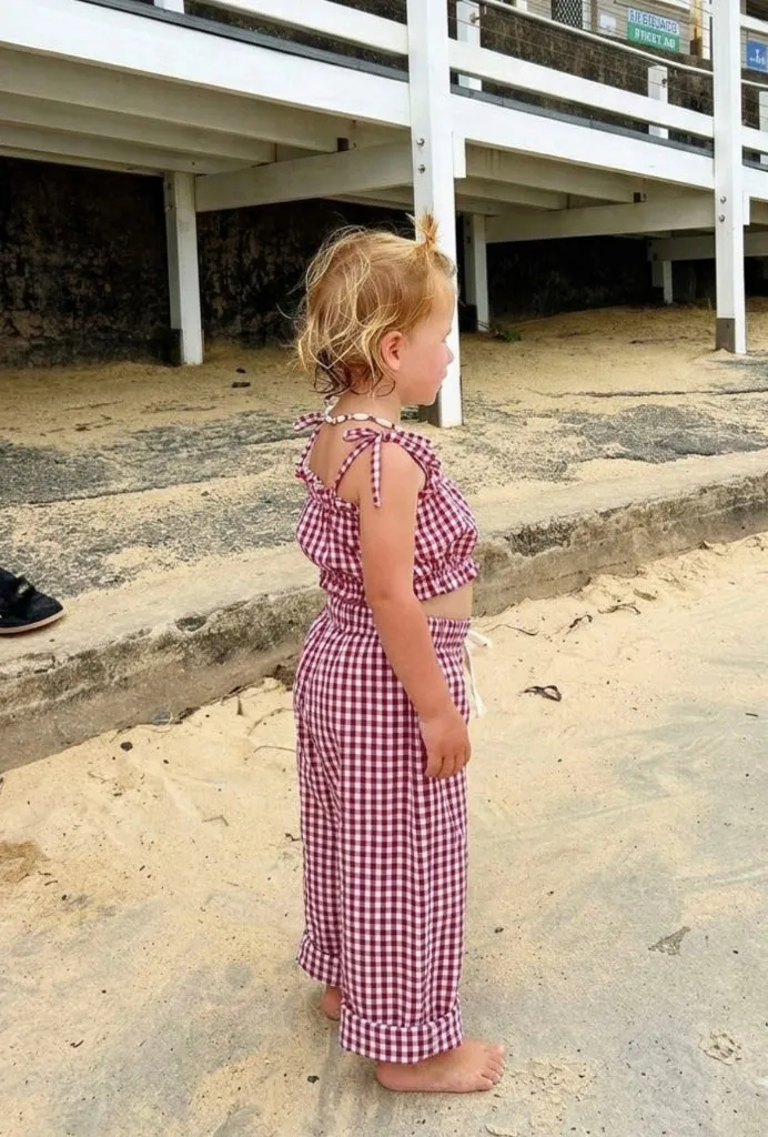 Louloúdi Vichy babybroek ruit katoen rood 86/92