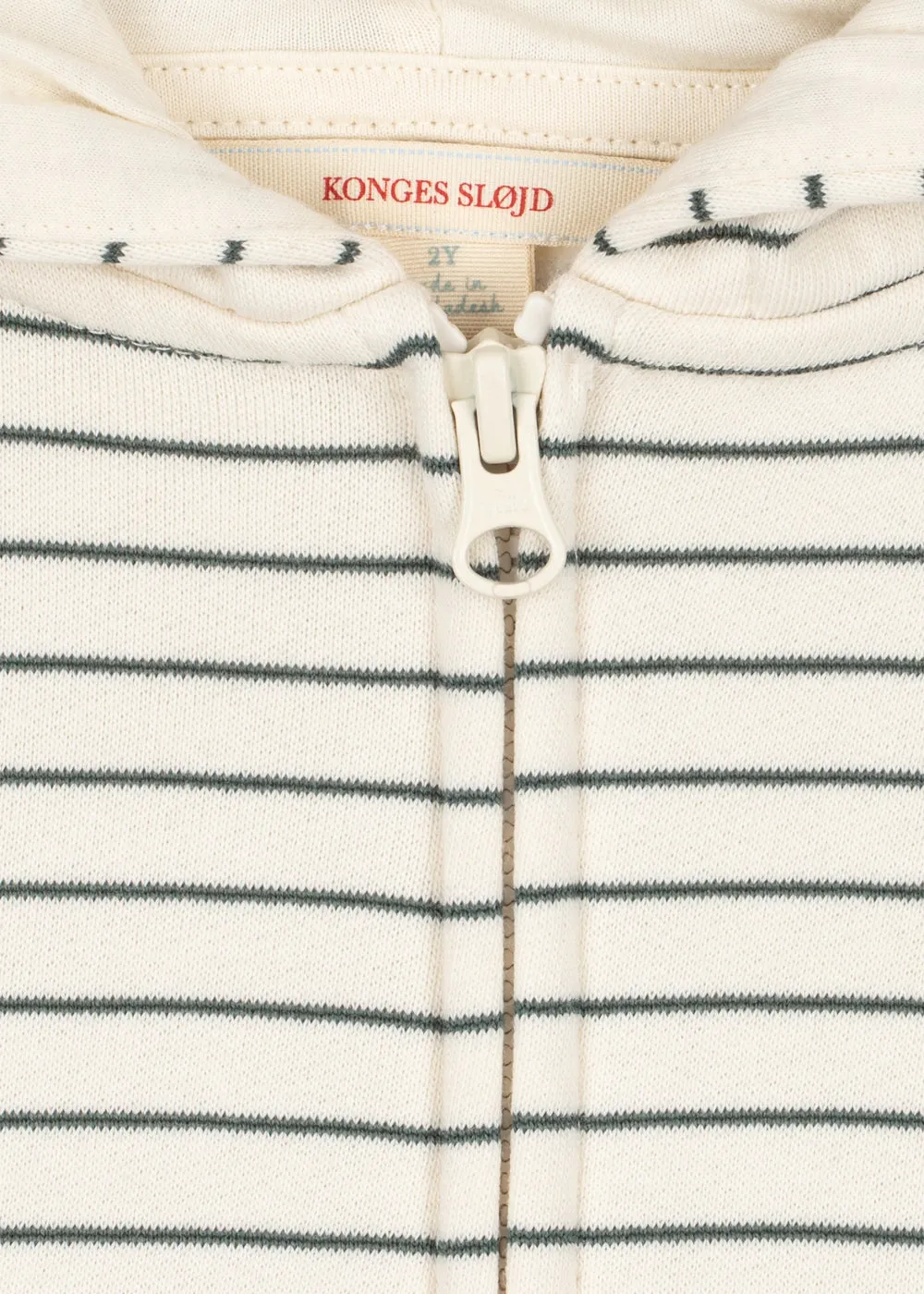 Konges Sløjd Amio Zip hoodie cilantro stripe biokatoen