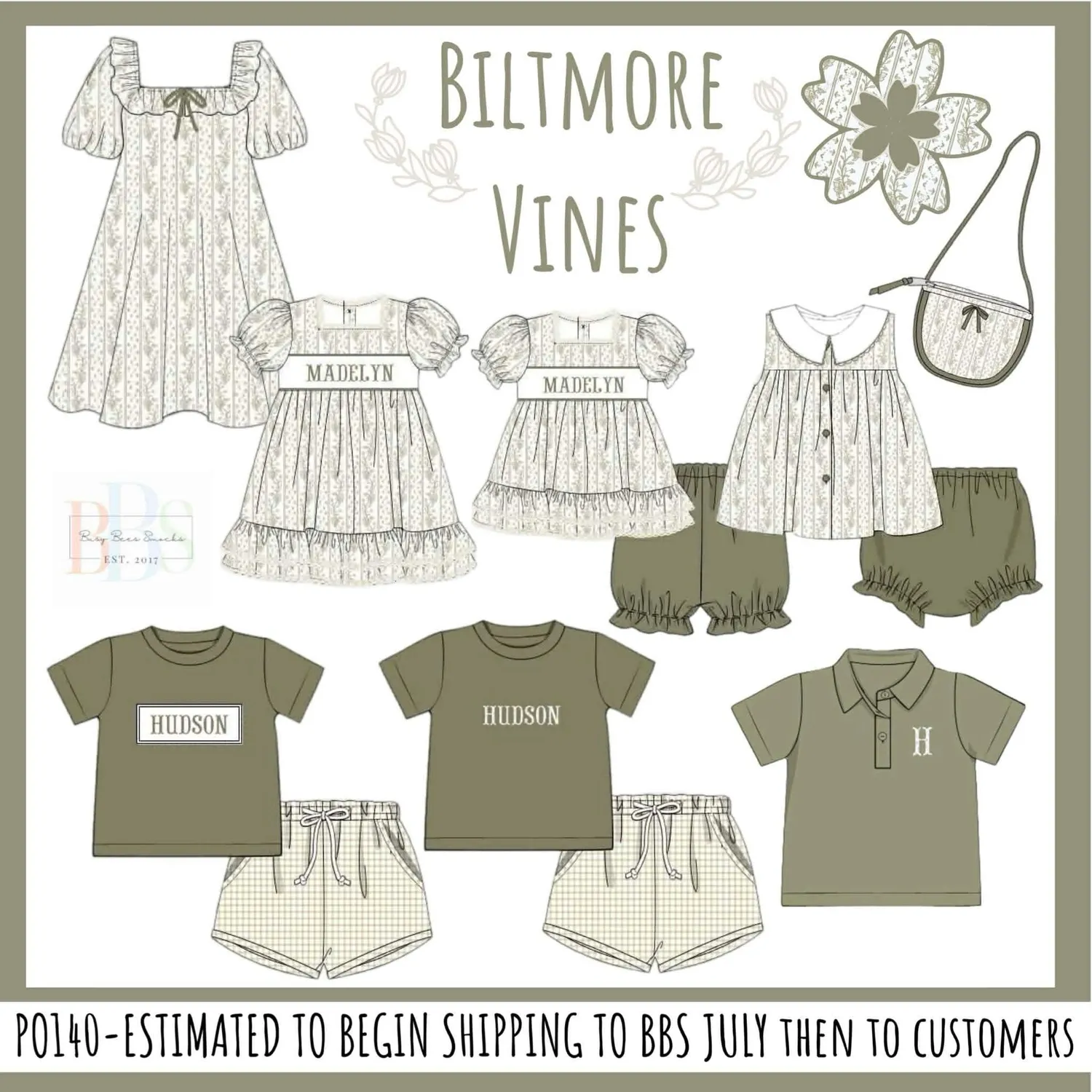 Busy Bee Smocks Biltmore Vines bubble jongens 6M knit