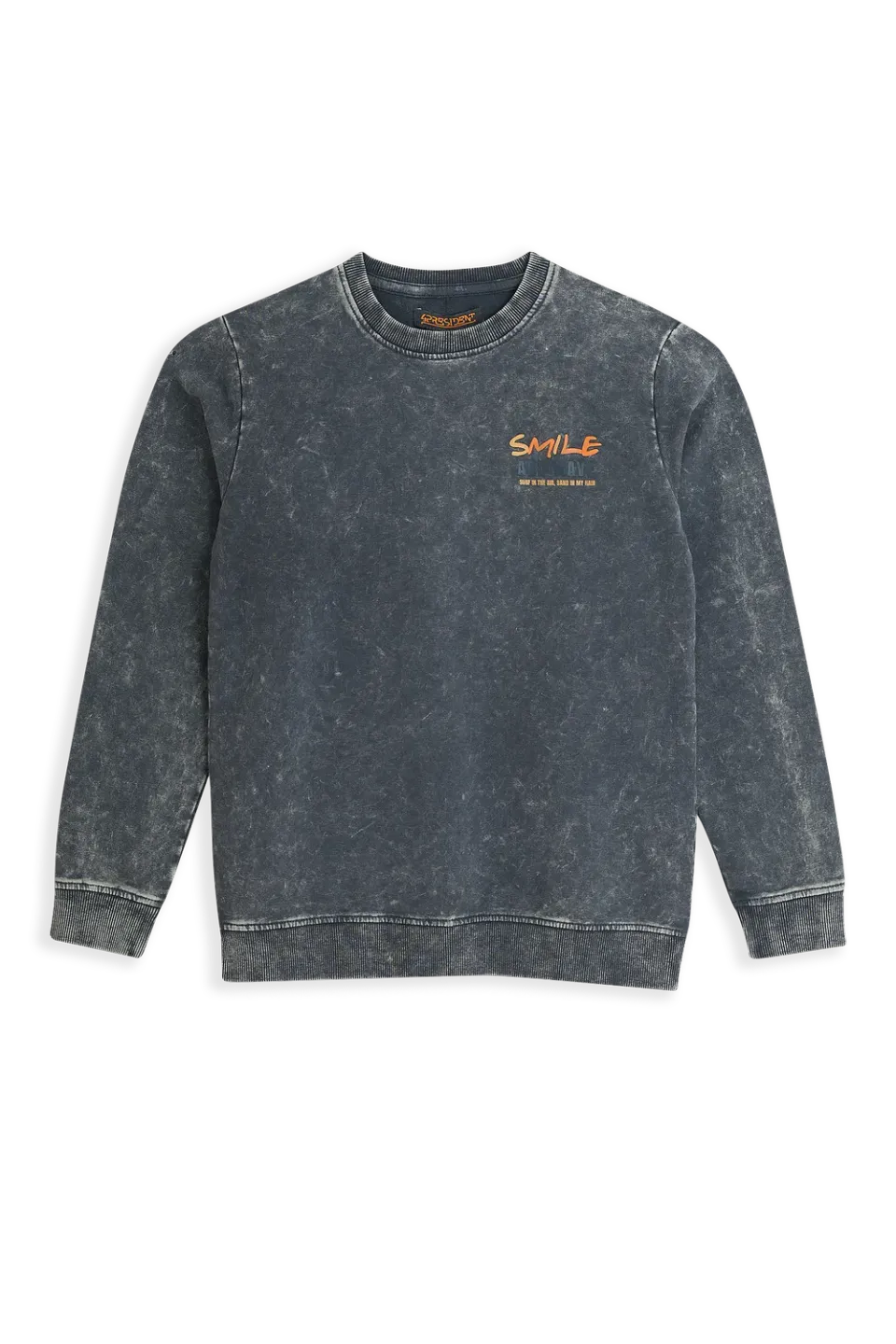4President Olyn Black sweater acid wash katoen