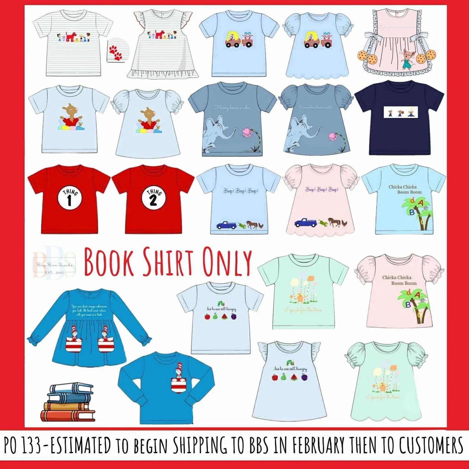 Busy Bee Smocks Book Shirts Twin 2 shirt tricot 6M boek