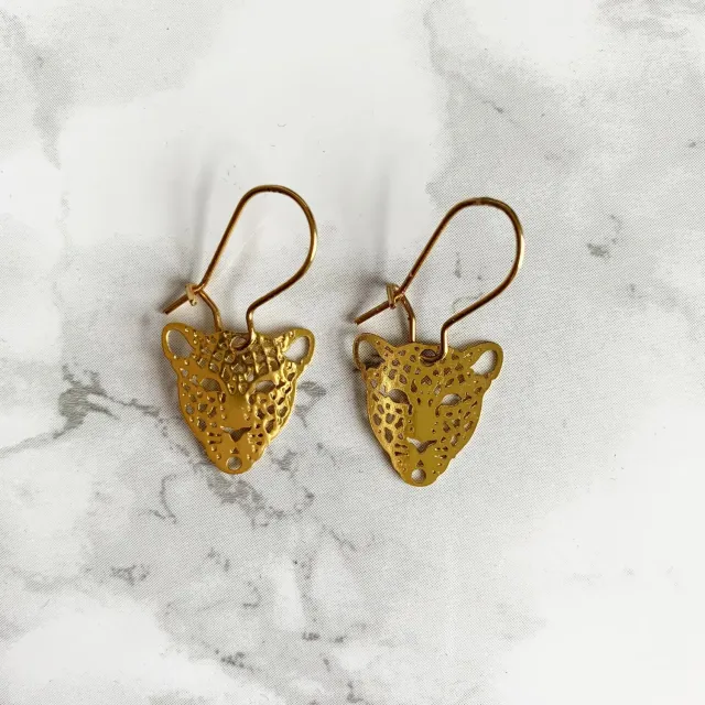 Soda Fashion Bohemian Leopard oorbellen goud luipaard