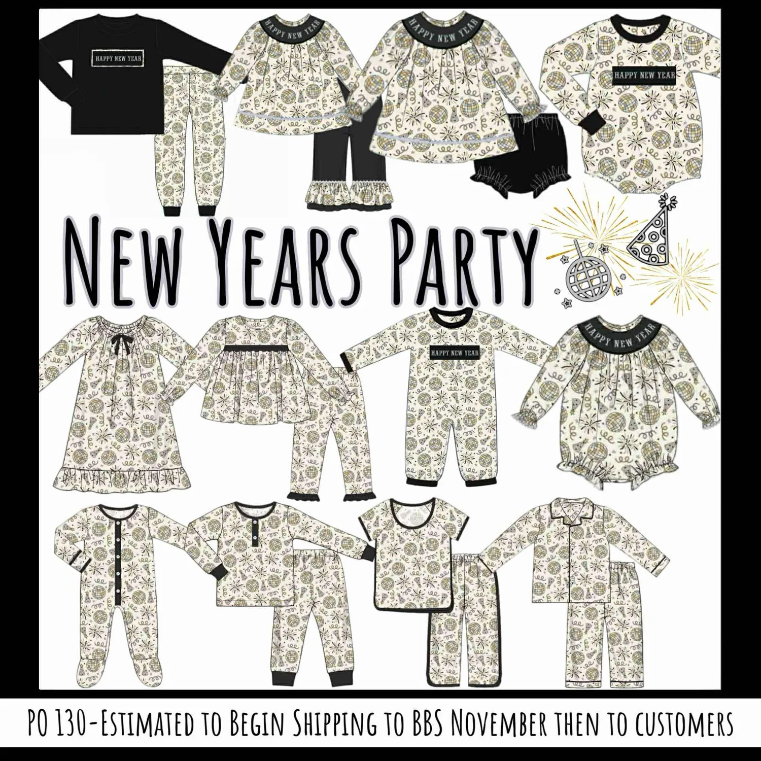 Busy Bee Smocks New Years Party loungeset 2-delig mom mini