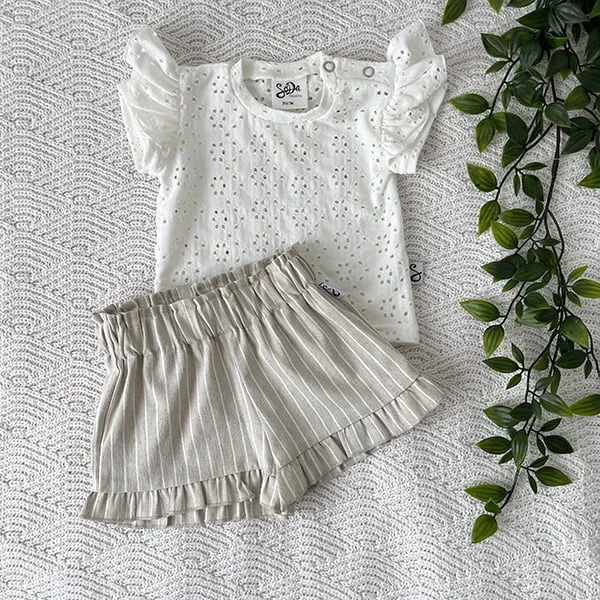 SODA FASHION Ruffle shirt Embroidery korte mouw zacht