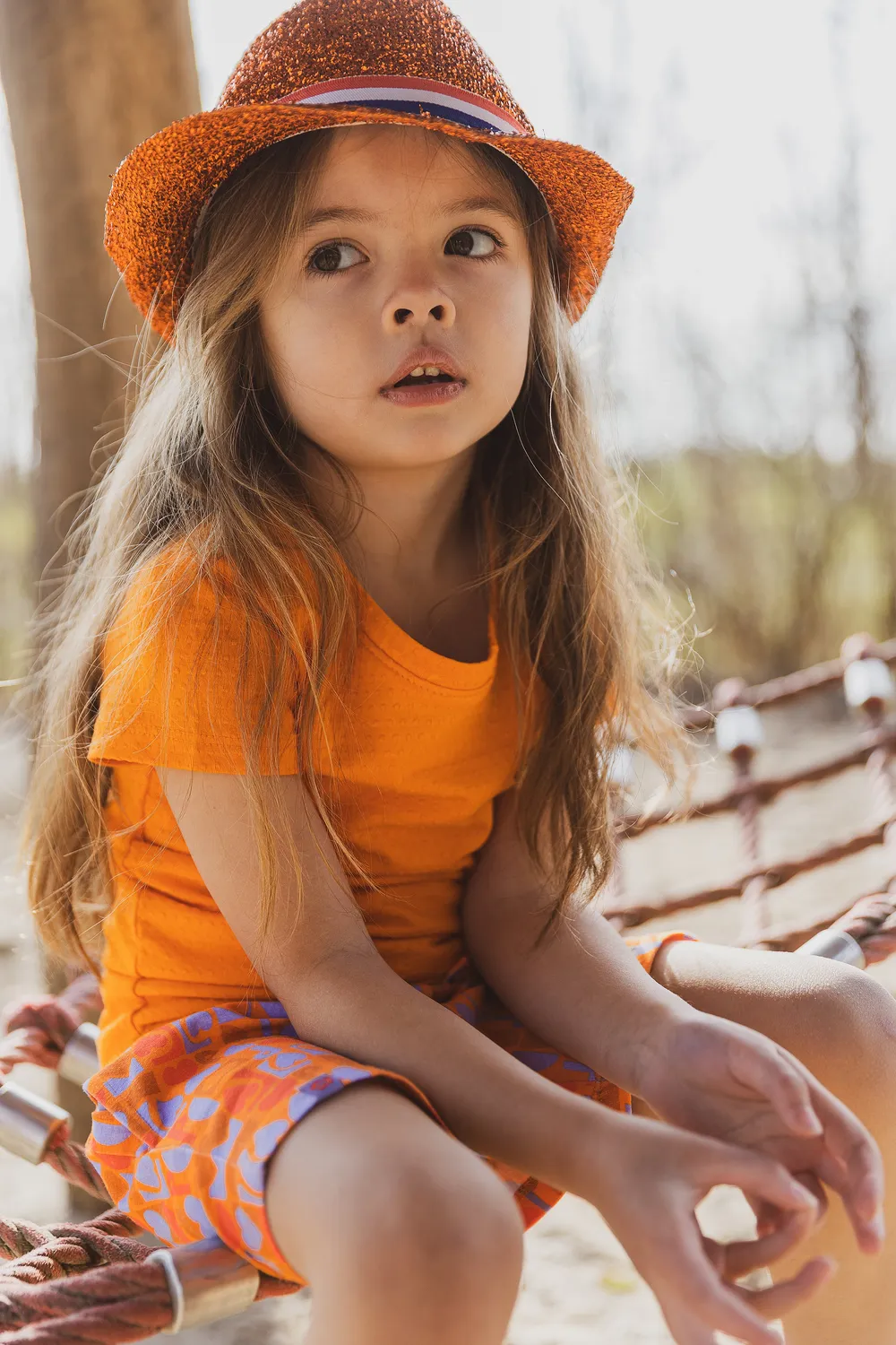 4PRESIDENT Noelani Orange T-shirt meisjes bubbelstof
