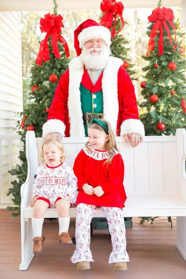 Busy Bee Smocks Vintage Santa romper kerst baby