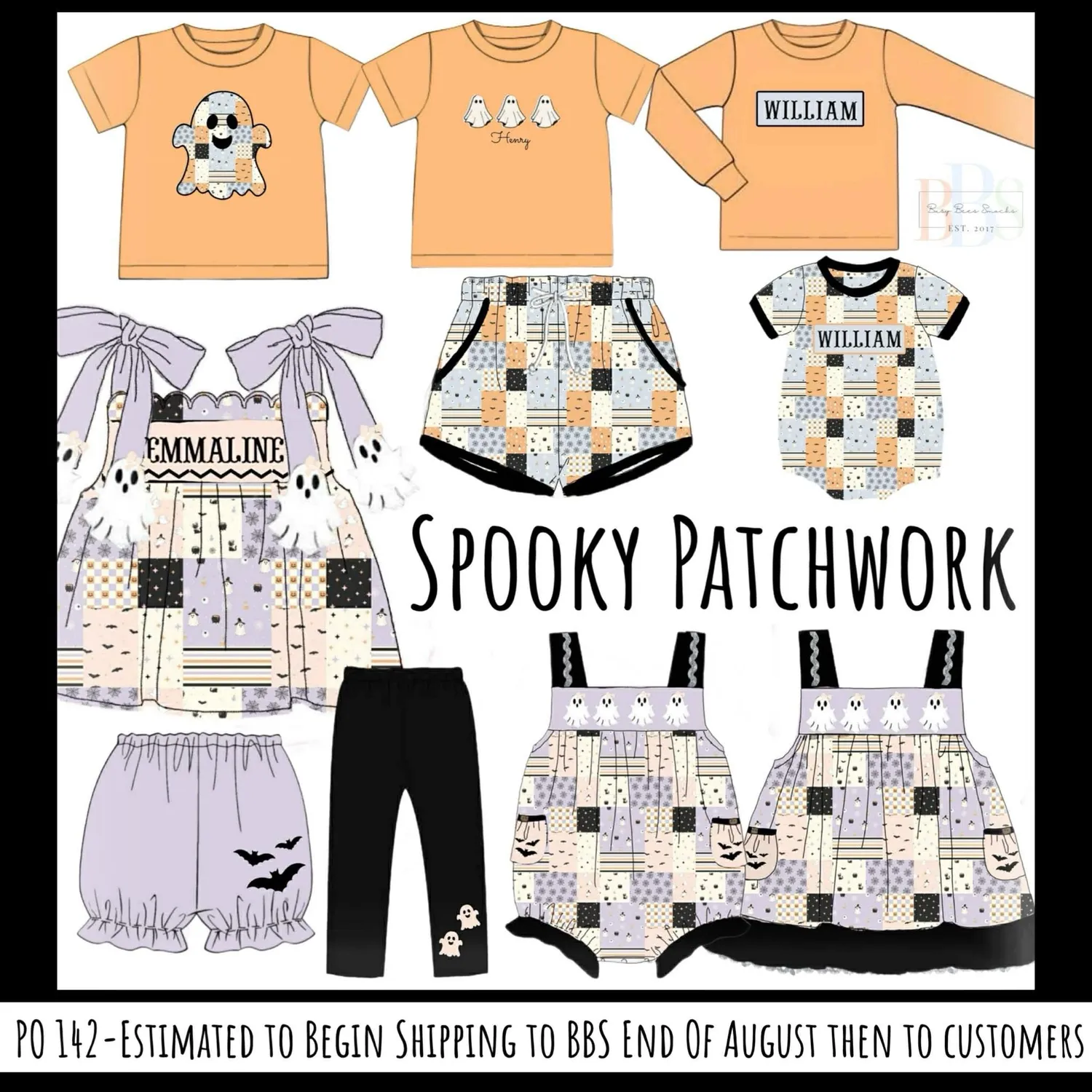 Busy Bee Spooky Patchwork shirt jongens geborduurd