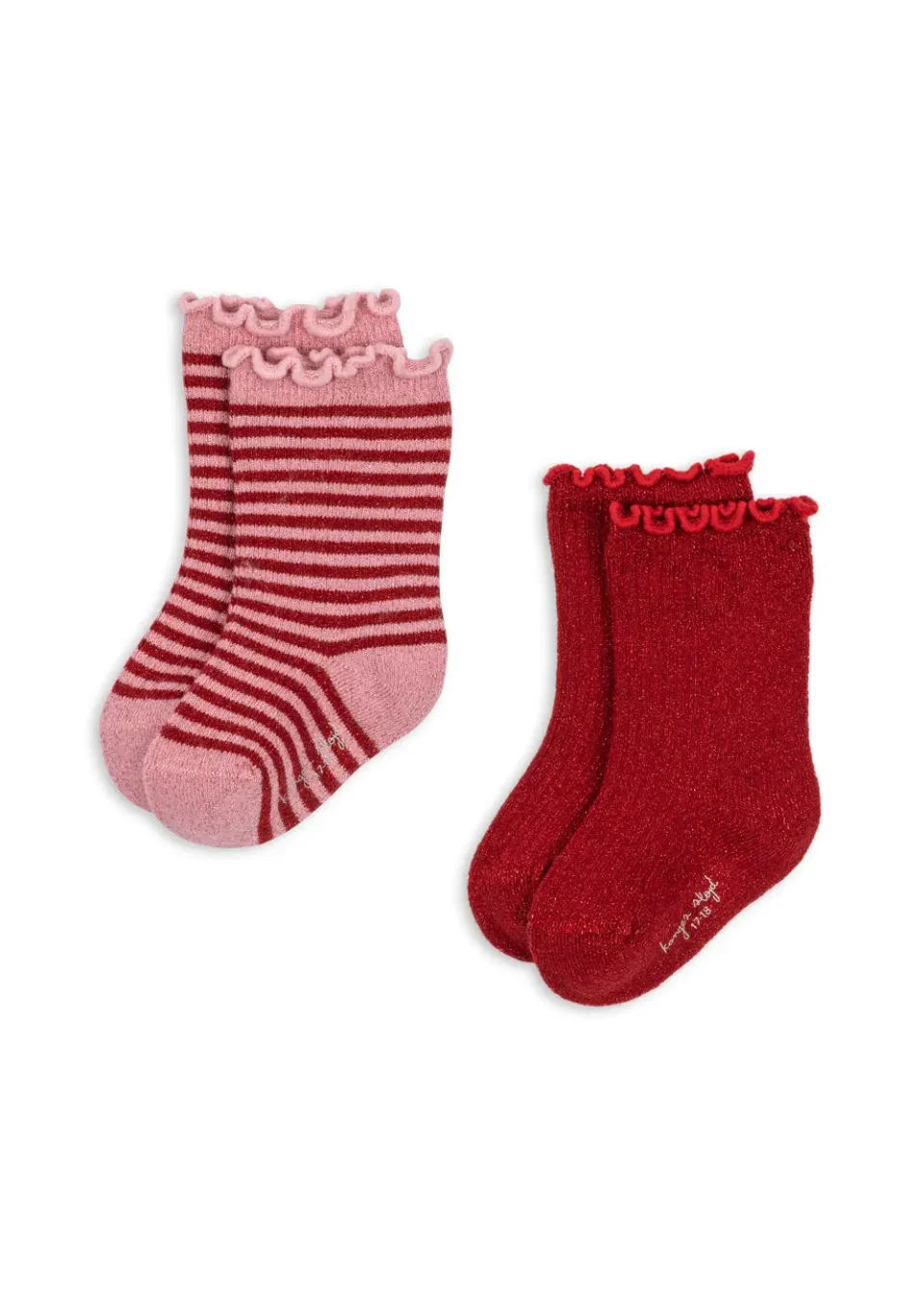 Konges Sløjd sokken red stripe 2 paar katoen