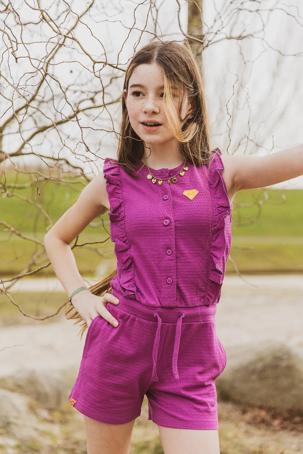 4PRESIDENT Natasha.FF Purple playsuit paars stippen
