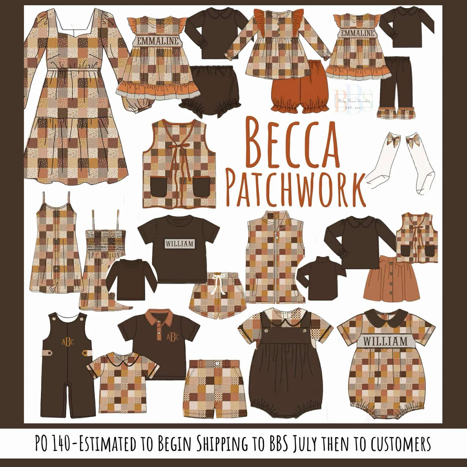 Busy Bee Smocks Becca's Patchwork sokken met strik maat S