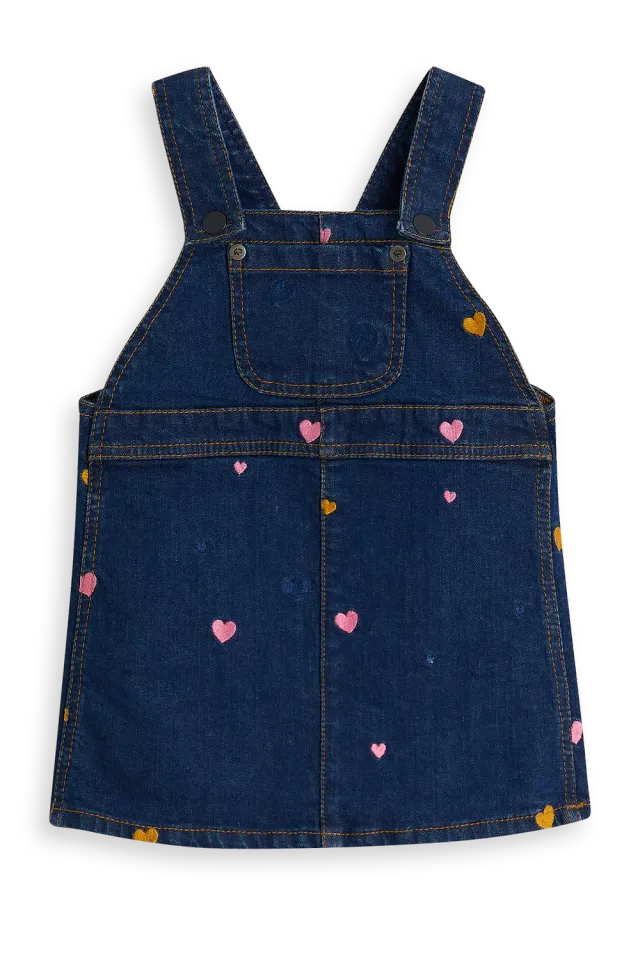 4PRESIDENT Betty Blue meisjes jurk denim hartjes