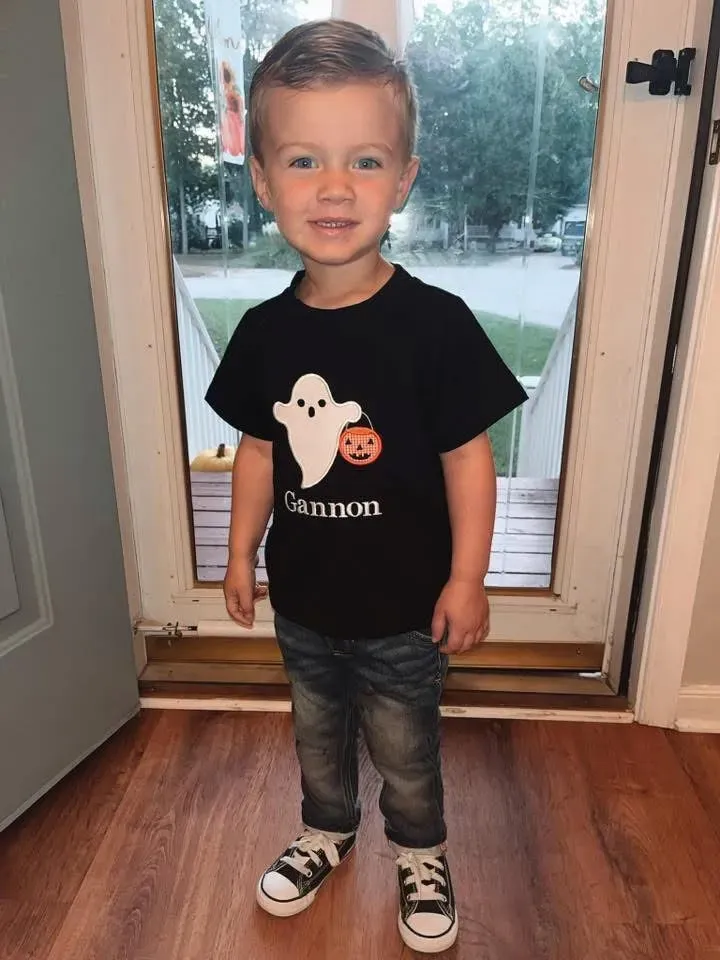Busy Bee Smocks Trick-or-Treat Ghost jongensshirt halloween
