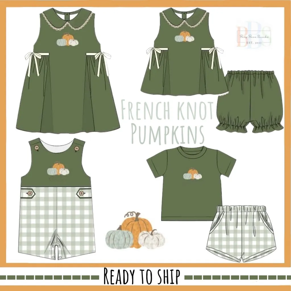 Busy Bee Smocks French Knot Pumpkins meisjesjurk geweven
