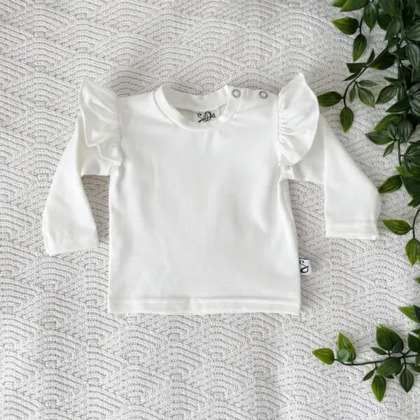 SODA FASHION Ruffle shirt off white lange mouw