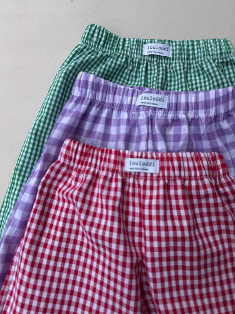 Louloúdi Vichy babybroek ruit katoen rood 86/92