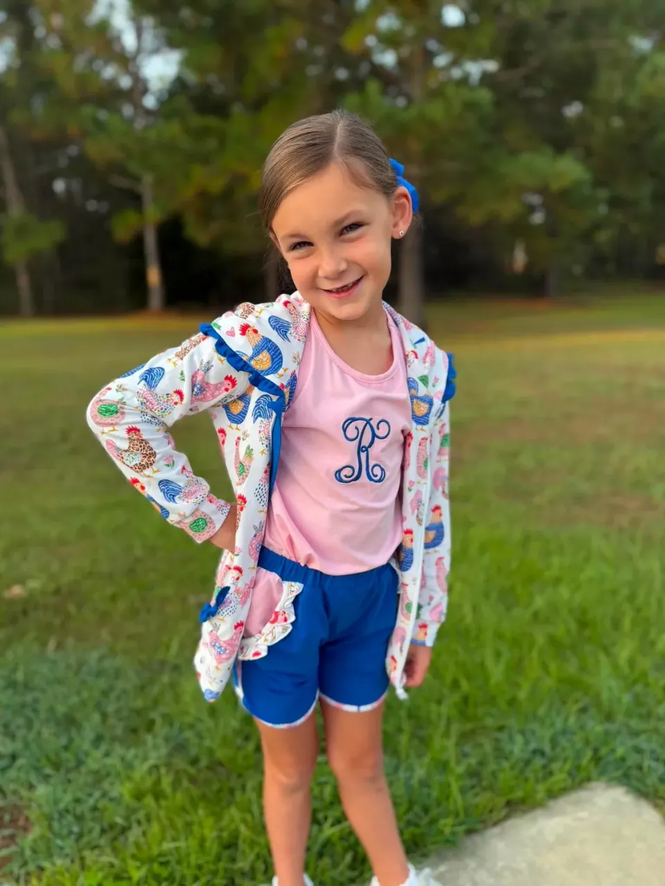Busy Bee Smocks Colorful Chickens 3-delige set meisjes geel