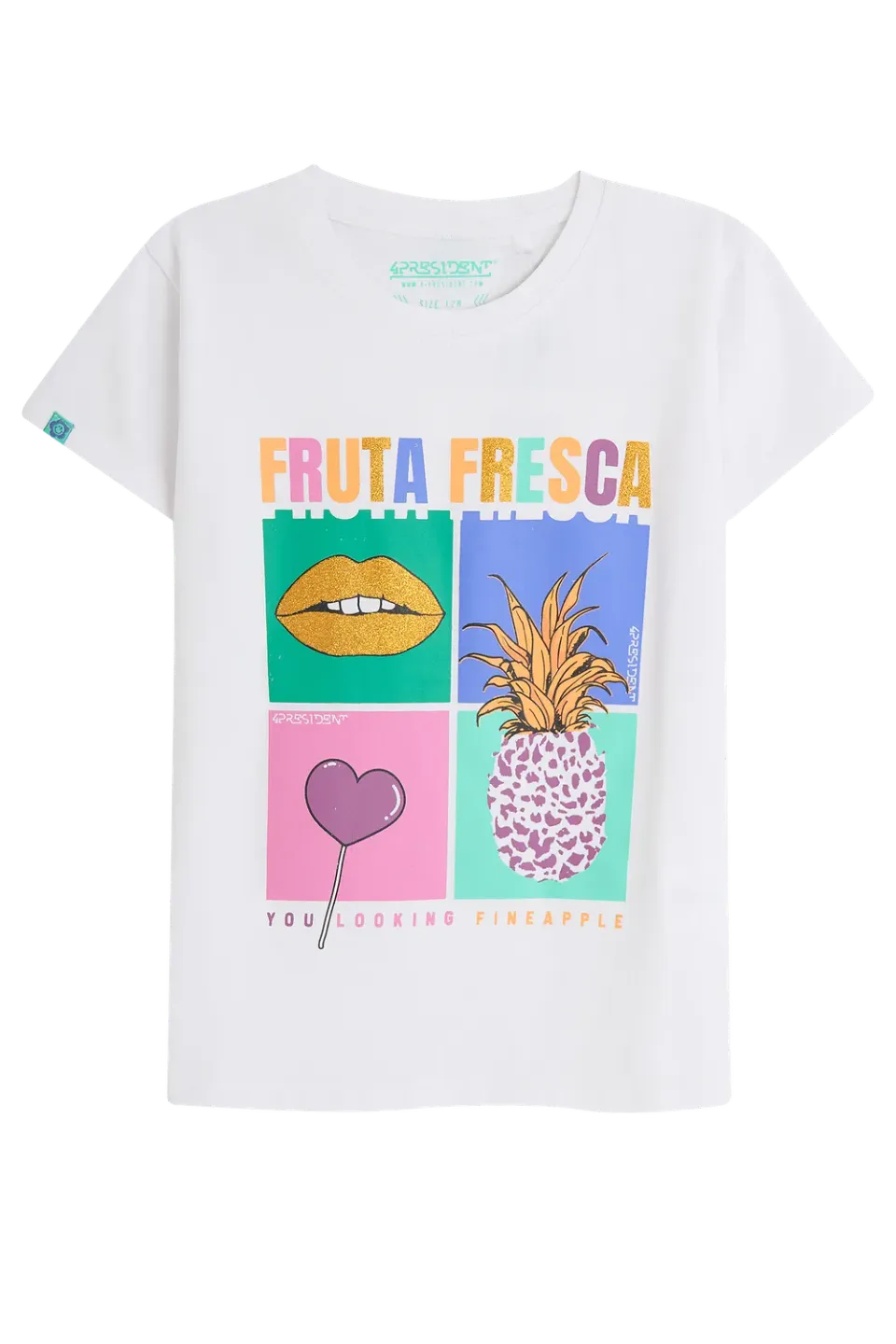 4PRESIDENT North White t-shirt meisjes wit glitter