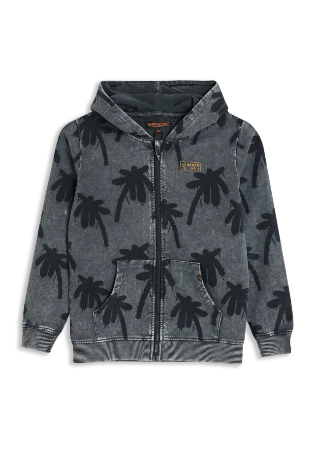 4President Oscar Black hoodie jongens rits palmprint