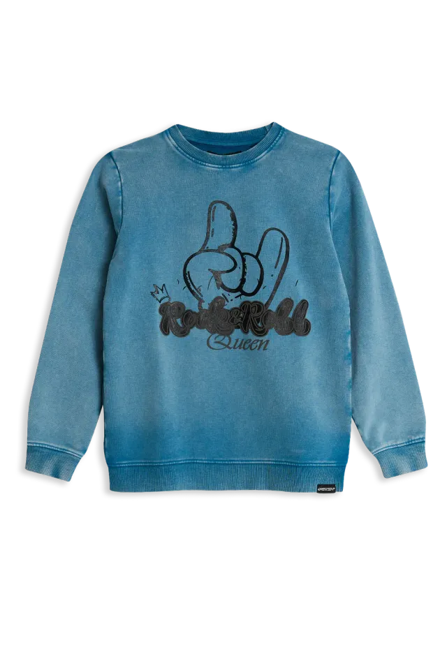 4PRESIDENT Nathalie trui Blue meisjes rockprint