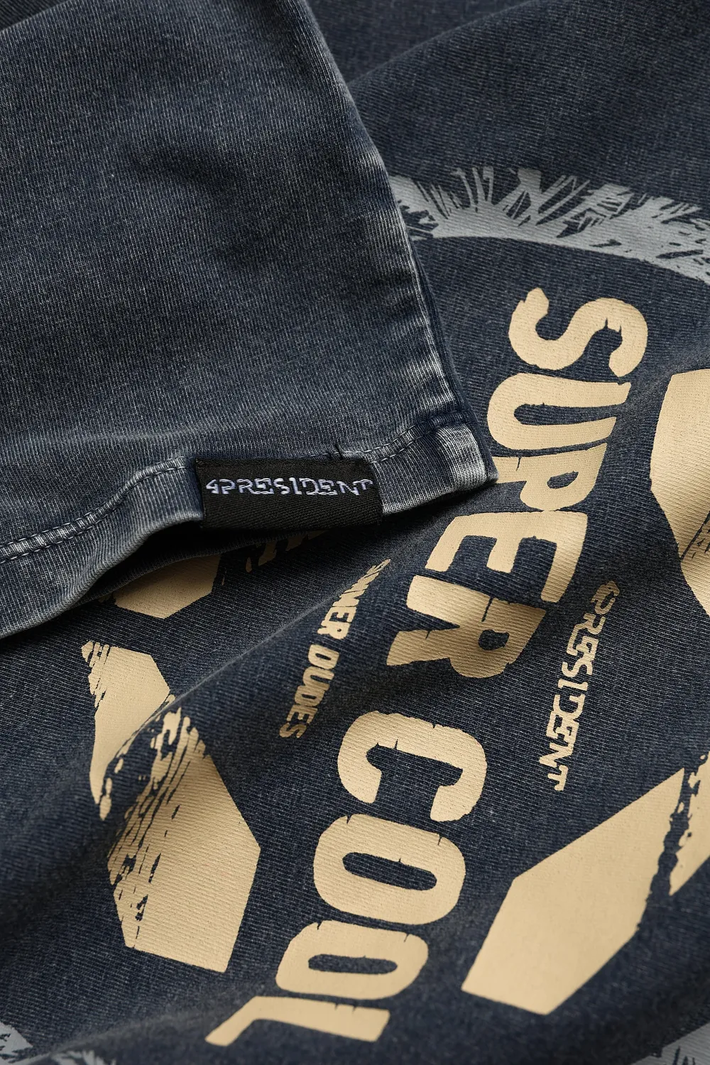 4President Willem T-shirt denim wash urban katoen