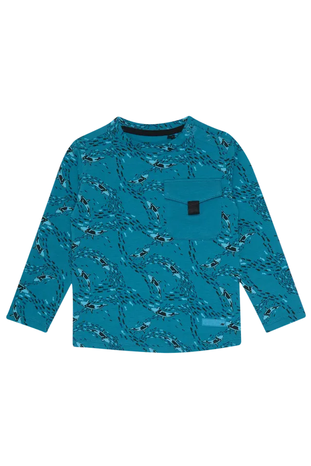 4PRESIDENT Bram Blue longsleeve jongens explore-print