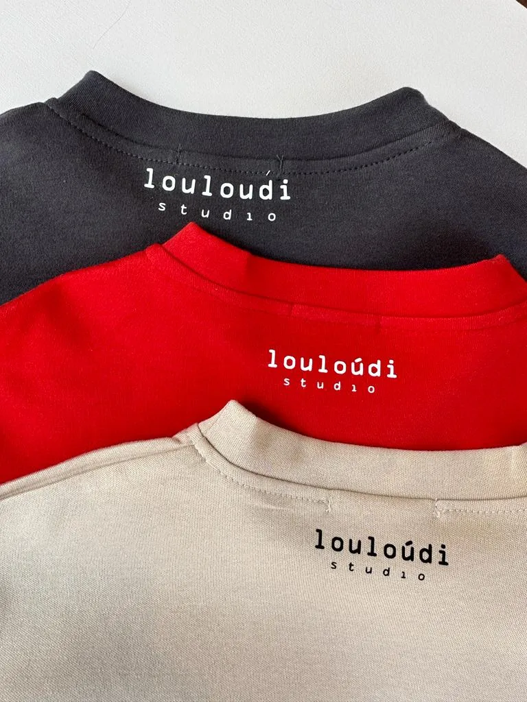 Louloúdi Tus oversized shirt rood oh la la biokatoen