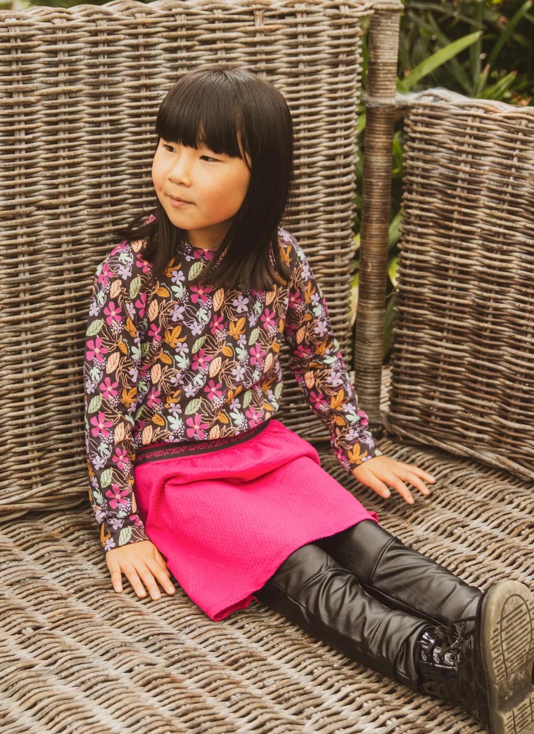 4President Miah jurk meisjes bloemenprint fuchsia