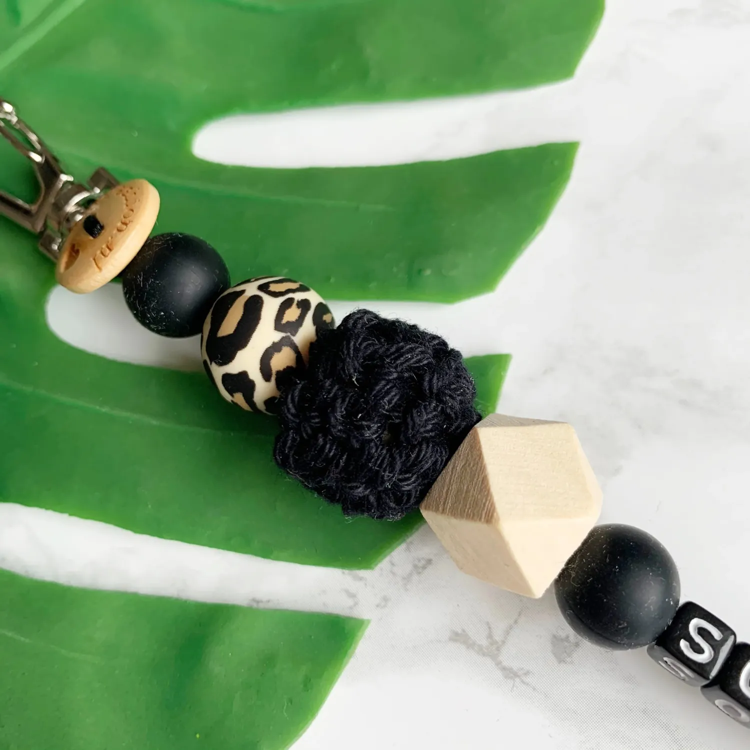 Soda Fashion Luipaard tashanger zwart sleutelhanger