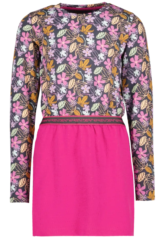 4President Miah jurk meisjes bloemenprint fuchsia