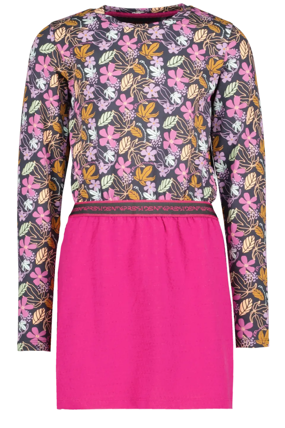 4President Miah jurk meisjes bloemenprint fuchsia
