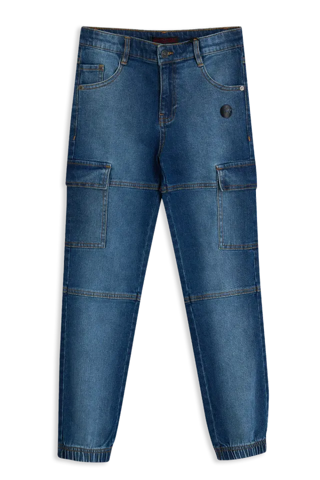 4PRESIDENT Geoff jeans blauw cargo zakken